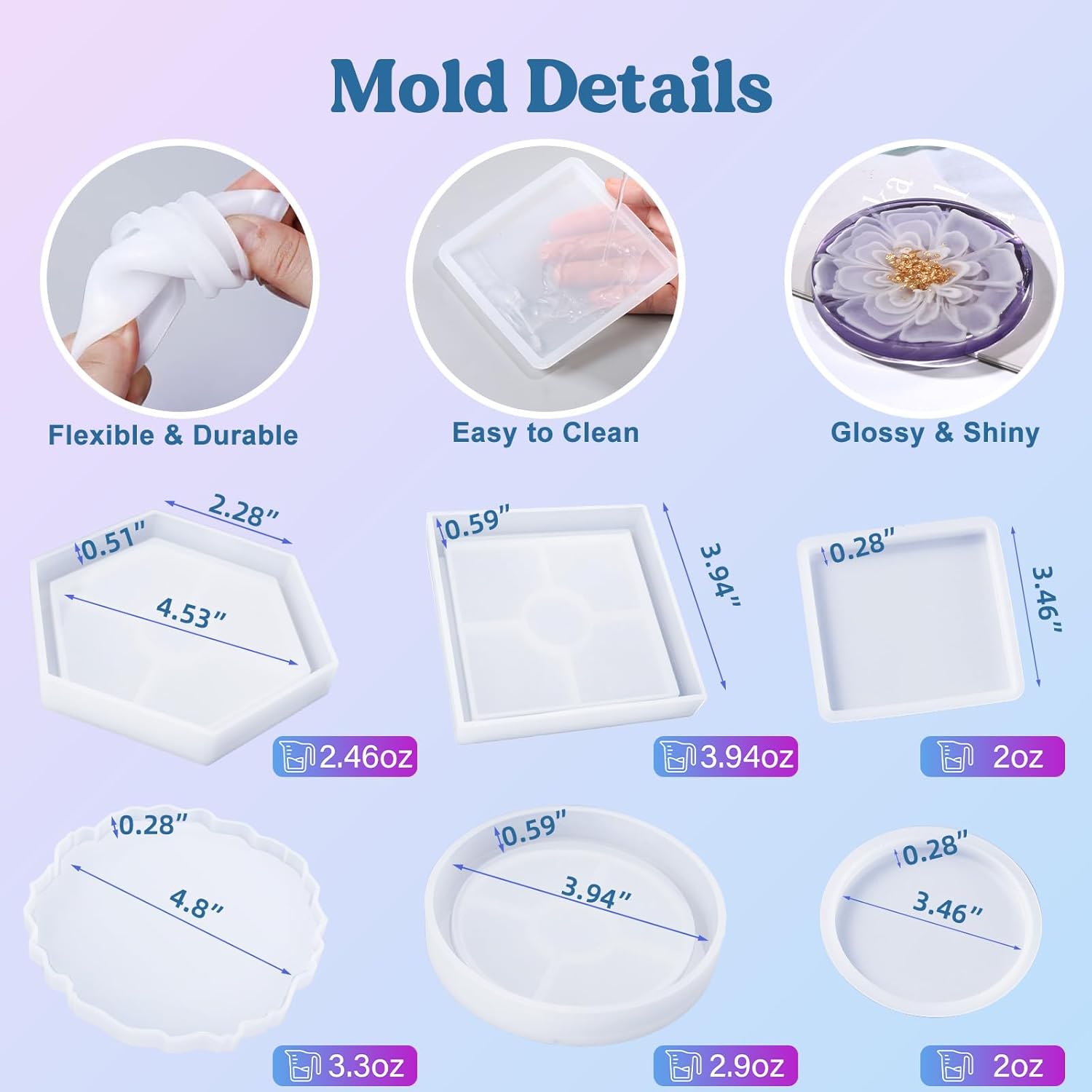 6Pcs Silicone Molds for Epoxy  - مراجعة Resin Kit Cast وسعره