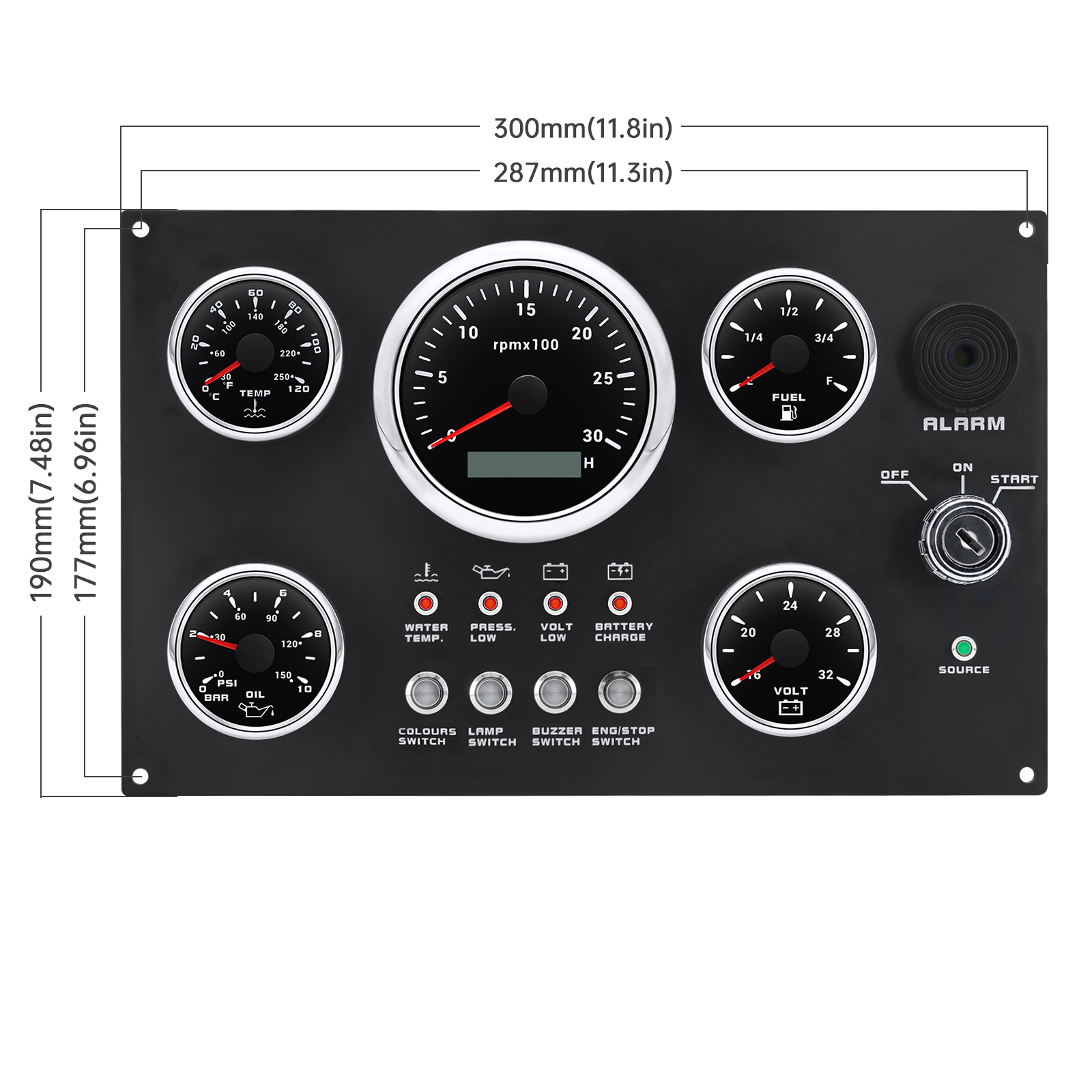 Boat Dashboard 5 Gauge Set 12v - مراجعة Panel Line Marker وسعره